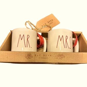 Rae Dunn Mr. and Mrs. Wedding Christmas Ornaments (Mini Coffee Mugs)